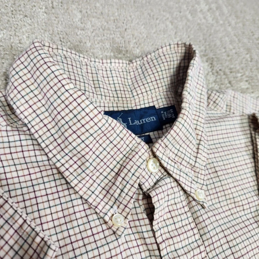 Polo Ralph Lauren Shirt Men 16.5 (L) Classic Fit‎ Check Plaid Button Down Cotton